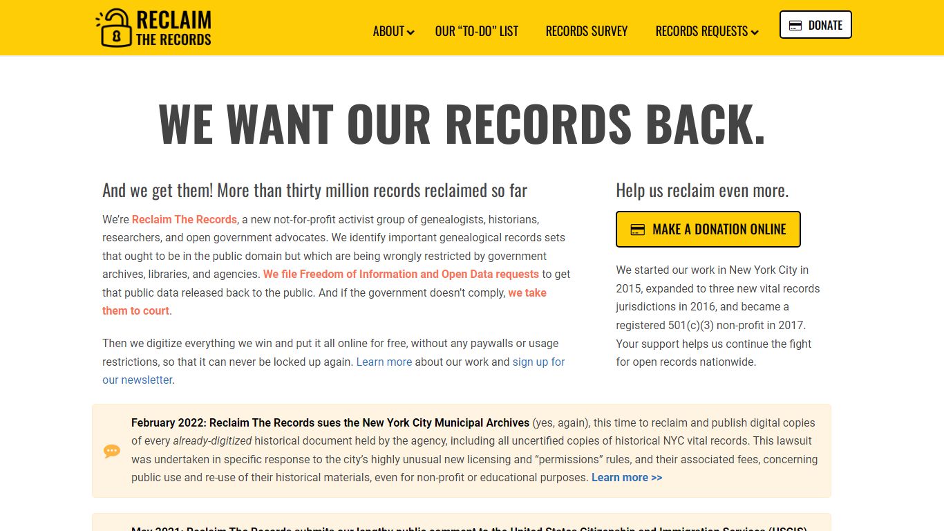 Reclaim The Records: Public Data for Public Use - Reclaim The Records