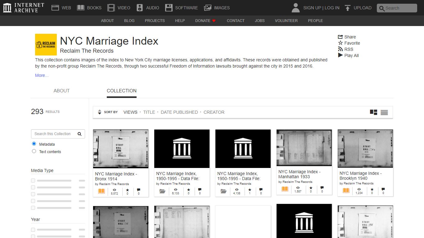 NYC Marriage Index : Free Texts - Internet Archive